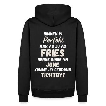 Frison né en juin. Texte d’anniversaire frison - Sweat à capuche Premium bio Homme - noir - Dos - Nico (187cm)