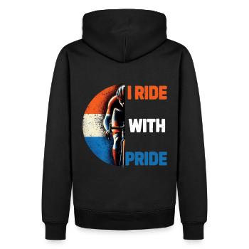Dutch Cycling shirt design Ride with Pride - Men’s Premium Organic Hoodie - black - Back - Nico (187cm)