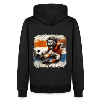 NL Lion Footballer Maillots de football Fan de football - Sweat à capuche Premium bio Homme - noir - Dos - Nico (187cm)