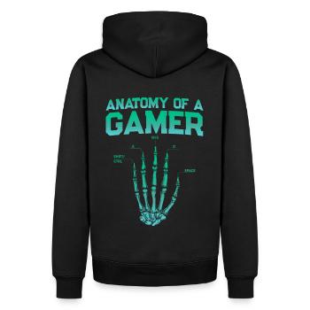 Anatomy of a Gamer – Fun Gaming Design - Men’s Premium Organic Hoodie - black - Back - Nico (187cm)