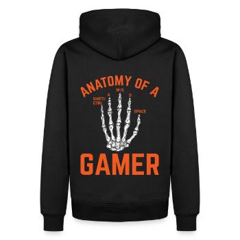 Anatomy of a Gamer – Fun Gaming Design - Men’s Premium Organic Hoodie - black - Back - Nico (187cm)