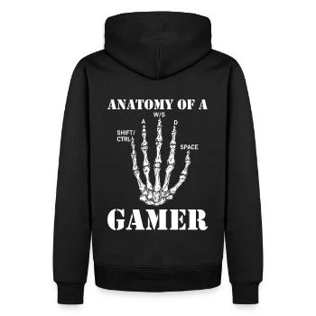 Anatomy of a Gamer – Fun Gaming Design - Men’s Premium Organic Hoodie - black - Back - Nico (187cm)
