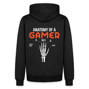 Anatomy of a Gamer – Fun Gaming Design - Men’s Premium Organic Hoodie - black - Back - Nico (187cm)