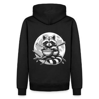 Un raton laveur drôle mange des nouilles instantanées - drôle T - Sweat à capuche Premium bio Homme - noir - Dos - Nico (187cm)