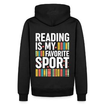 La lecture est mon sport préféré – Pour les amateurs de livres - Sweat à capuche Premium bio Homme - noir - Dos - Nico (187cm)