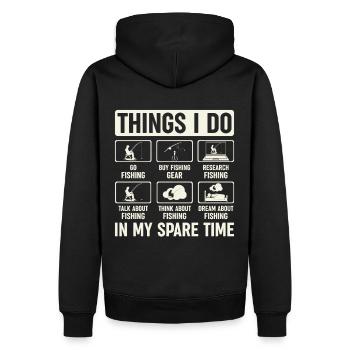 Freizeitangler Lustiges Angel-Design Angler Humor - Männer Premium Bio Hoodie - Schwarz - Hinten - Nico (187cm)