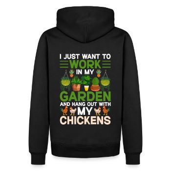 Lustiges Hühner-Design für Gartenliebhaber - Männer Premium Bio Hoodie - Schwarz - Hinten - Nico (187cm)