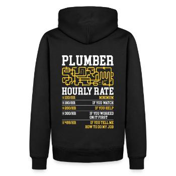 Plombier drôle taux horaire bricoleur plombier - Sweat à capuche Premium bio Homme - noir - Dos - Nico (187cm)