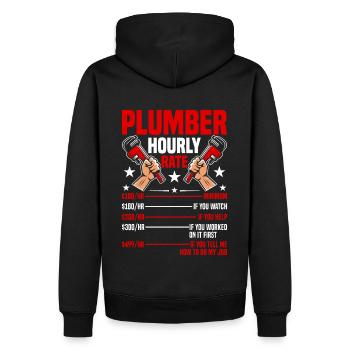 Plombier drôle taux horaire bricoleur plombier - Sweat à capuche Premium bio Homme - noir - Dos - Nico (187cm)
