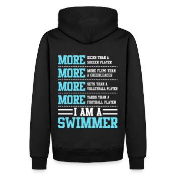 Nageur disant nager nageur drôle - Sweat à capuche Premium bio Homme - noir - Dos - Nico (187cm)