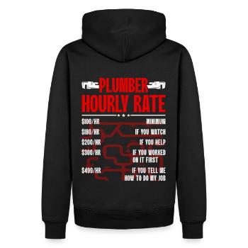 Plombier drôle taux horaire bricoleur plombier - Sweat à capuche Premium bio Homme - noir - Dos - Nico (187cm)