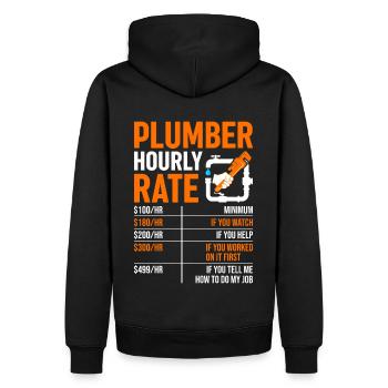 Plombier drôle taux horaire bricoleur plombier - Sweat à capuche Premium bio Homme - noir - Dos - Nico (187cm)