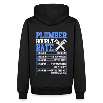 Plombier drôle taux horaire bricoleur plombier - Sweat à capuche Premium bio Homme - noir - Dos - Nico (187cm)
