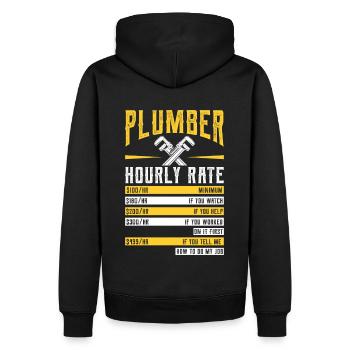 Plombier drôle taux horaire bricoleur plombier - Sweat à capuche Premium bio Homme - noir - Dos - Nico (187cm)