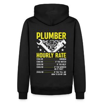 Plombier drôle taux horaire bricoleur plombier - Sweat à capuche Premium bio Homme - noir - Dos - Nico (187cm)