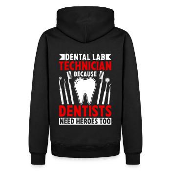 Chemise de technicien dentaire amusante – Heroes of the Dentist - Sweat à capuche Premium bio Homme - noir - Dos - Nico (187cm)
