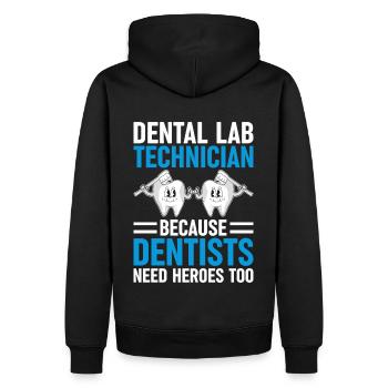 Chemise de technicien dentaire amusante – Heroes of the Dentist - Sweat à capuche Premium bio Homme - noir - Dos - Nico (187cm)