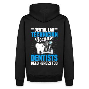 Chemise de technicien dentaire amusante – Heroes of the Dentist - Sweat à capuche Premium bio Homme - noir - Dos - Nico (187cm)