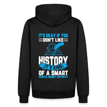 History – A hobby for clever minds - Men’s Premium Organic Hoodie - black - Back - Nico (187cm)