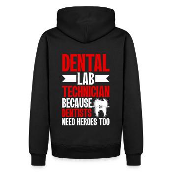Chemise de technicien dentaire amusante – Heroes of the Dentist - Sweat à capuche Premium bio Homme - noir - Dos - Nico (187cm)