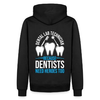 Chemise de technicien dentaire amusante – Heroes of the Dentist - Sweat à capuche Premium bio Homme - noir - Dos - Nico (187cm)