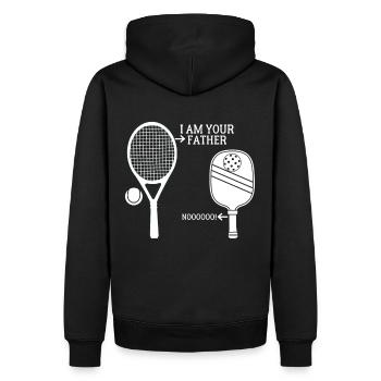 I Am Your Father Funny Pickleball Tennis Racket - Men’s Premium Organic Hoodie - black - Back - Nico (187cm)