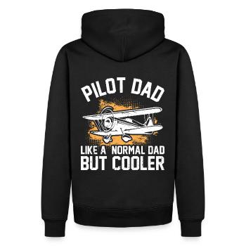 Papa pilote – Comme un papa normal, mais en plus frais - Sweat à capuche Premium bio Homme - noir - Dos - Nico (187cm)