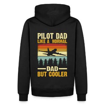 Papa pilote – Comme un papa normal, mais en plus frais - Sweat à capuche Premium bio Homme - noir - Dos - Nico (187cm)
