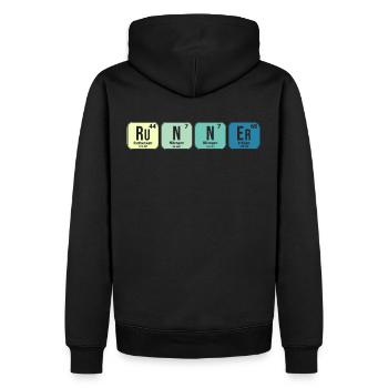 Runner Periodensystem Grafik - Männer Premium Bio Hoodie - Schwarz - Hinten - Nico (187cm)