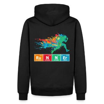 Runner Periodensystem Grafik - Männer Premium Bio Hoodie - Schwarz - Hinten - Nico (187cm)