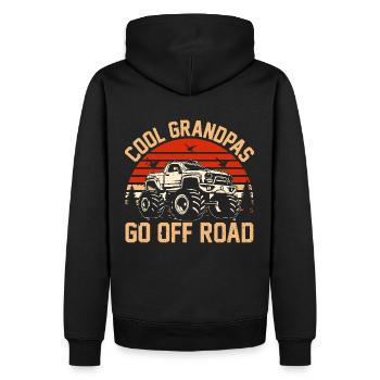 Cool grandpas drive off-road - Men’s Premium Organic Hoodie - black - Back - Nico (187cm)