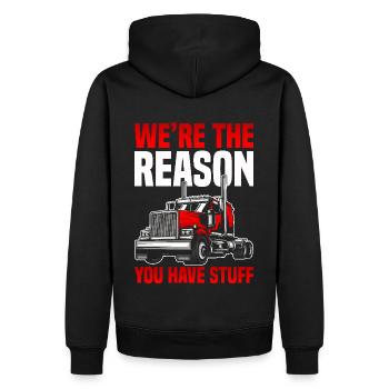 Trucker Saying Funny – Transport Logistics Humor - Men’s Premium Organic Hoodie - black - Back - Nico (187cm)