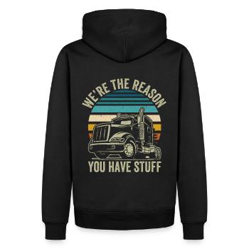 Trucker Spruch Lustig – Transport Logistik Humor - Männer Premium Bio Hoodie - Schwarz - Hinten - Nico (187cm)