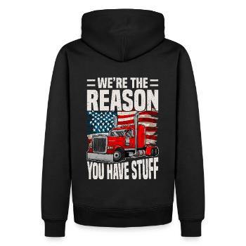 Trucker Spruch Lustig – Transport Logistik Humor - Männer Premium Bio Hoodie - Schwarz - Hinten - Nico (187cm)