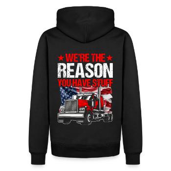 Trucker Saying Funny – Transport Logistics Humor - Men’s Premium Organic Hoodie - black - Back - Nico (187cm)