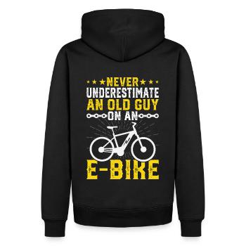 Don't underestimate an old man on an e-bike - Men’s Premium Organic Hoodie - black - Back - Nico (187cm)