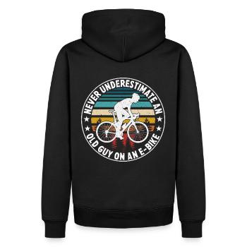 Don't underestimate an old man on an e-bike - Men’s Premium Organic Hoodie - black - Back - Nico (187cm)
