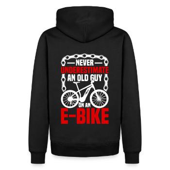 Funny e-bike grandpa riding a bike - Men’s Premium Organic Hoodie - black - Back - Nico (187cm)