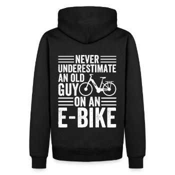 Drôle de dicton pour les vieux cyclistes électriques - Sweat à capuche Premium bio Homme - noir - Dos - Nico (187cm)