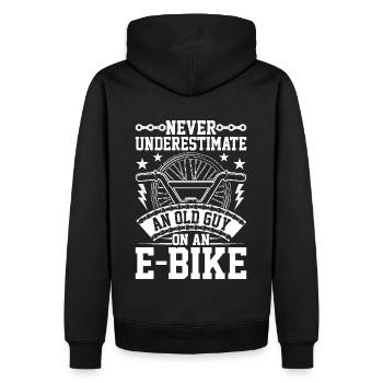 Don't underestimate an old man on an e-bike - Men’s Premium Organic Hoodie - black - Back - Nico (187cm)
