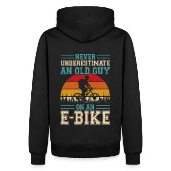 Don't underestimate an old man on an e-bike - Men’s Premium Organic Hoodie - black - Back - Nico (187cm)