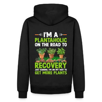 Ich bin ein Plantaholic – Lustiger Gärtner - Männer Premium Bio Hoodie - Schwarz - Hinten - Nico (187cm)
