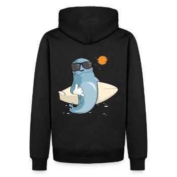 Phoque avec des lunettes de soleil - Créature marine cool sur une photo - Sweat à capuche Premium bio Homme - noir - Dos - Nico (187cm)