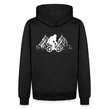 Bigfoot Mountain Bike – Fun MTB Design - Men’s Premium Organic Hoodie - black - Back - Nico (187cm)
