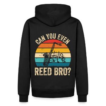 Chemise de saxophone amusante - Pouvez-vous même Reed Bro ? - Sweat à capuche Premium bio Homme - noir - Dos - Nico (187cm)