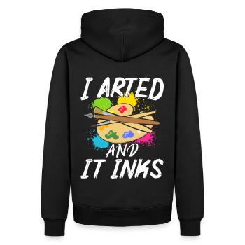 I Arted And It Inks – Lustiges Kunst & Maler - Sweat à capuche Premium bio Homme - noir - Dos - Nico (187cm)