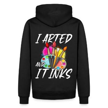 I Arted And It Inks – Lustiges Kunst & Maler - Sweat à capuche Premium bio Homme - noir - Dos - Nico (187cm)