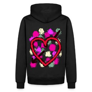 i love lieben verliebt Freundin Freund Herz Amor - Männer Premium Bio Hoodie - Schwarz - Hinten - Nico (187cm)