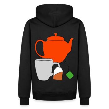 Genuss Tee Getränk Teekanne Teebeutel Tasse - Männer Premium Bio Hoodie - Schwarz - Hinten - Nico (187cm)