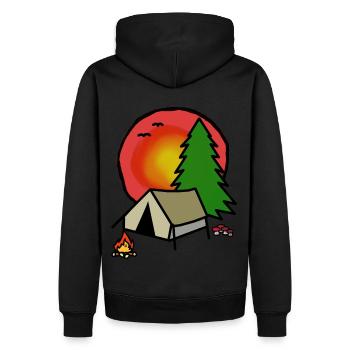 Freiheit Urlaub Camping Zelt Natur Wald Camp - Männer Premium Bio Hoodie - Schwarz - Hinten - Nico (187cm)